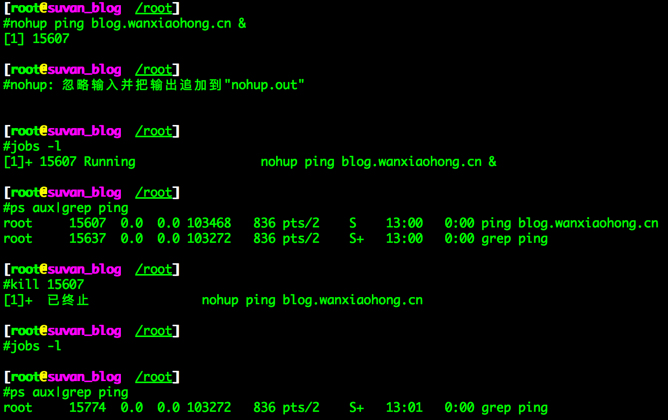 linux后台运行进程的相关命令& ^z jobs fg bg nohup